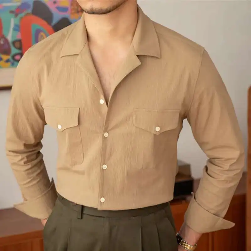 2023 Fall Casual Beach Holiday Breathable Solid Color Shirt Thin Cuban Neck Long Sleeved Shirt Retro Loose Top Ropa Hombre
2023 Fall Casual Beach Holiday Breathable Solid Color Shirt Thin Cuban Neck Long Sleeved Shirt Retro Loose Top Ropa Hombre