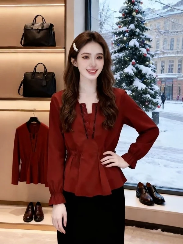 Slimming V-Ne Long Sve irt Women's Faionable plus Size Spring New Sle Commute Sle Korean Version Slim Fit Top
Slimming V-Ne Long Sve irt Women's Faionable plus Size Spring New Sle Commute Sle Korean Version Slim Fit Top