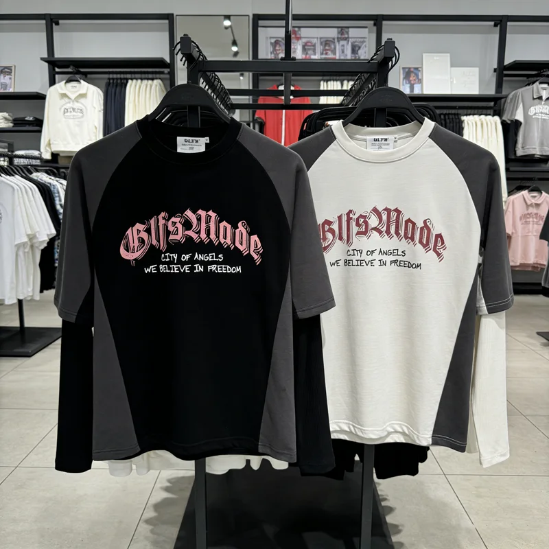 Fake Two Pieces Long Sleeve T-shirt Hip Hop Men Women Patckwork Splice Color Loose Casual T Shirt Autumn Winter Clothes Tops
Fake Two Pieces Long Sleeve T-shirt Hip Hop Men Women Patckwork Splice Color Loose Casual T Shirt Autumn Winter Clothes Tops