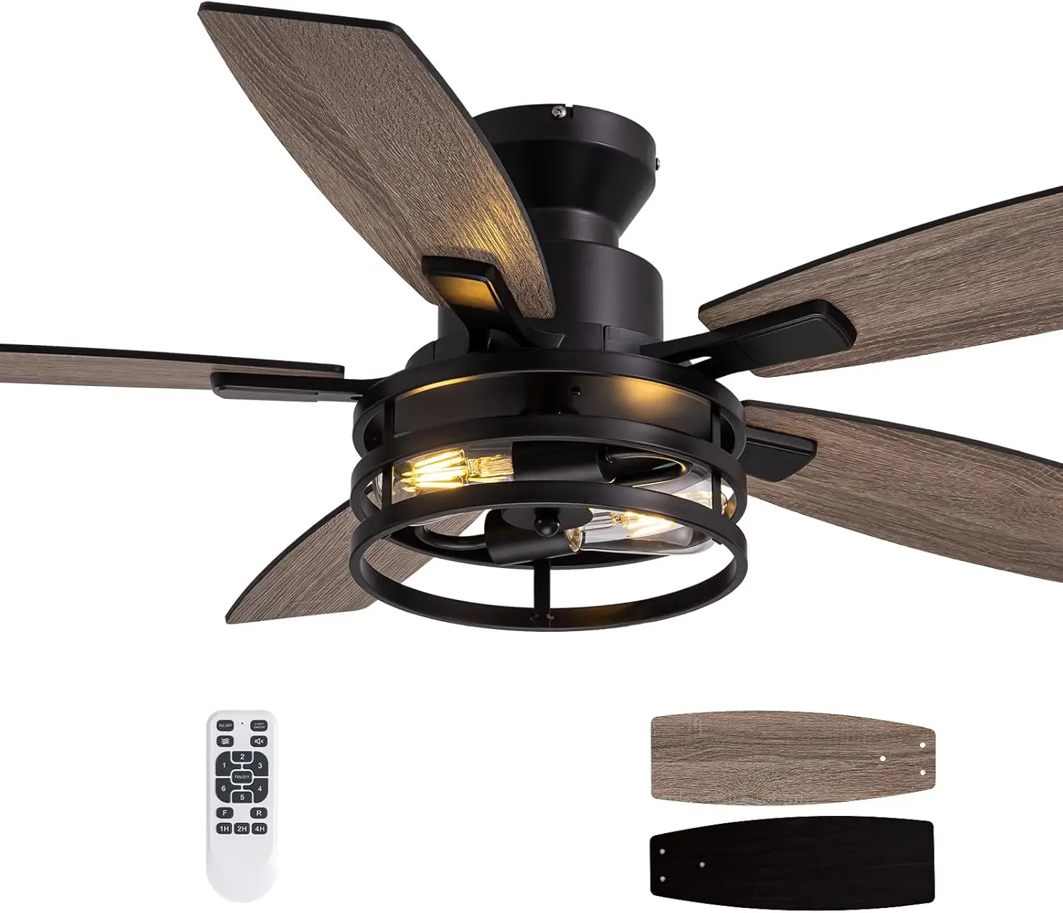 46" Black Ceiling Fan with Lights & Remote, Flush Mount, Industrial Retro Style for Bedroom Living Room
46" Black Ceiling Fan with Lights & Remote, Flush Mount, Industrial Retro Style for Bedroom Living Room