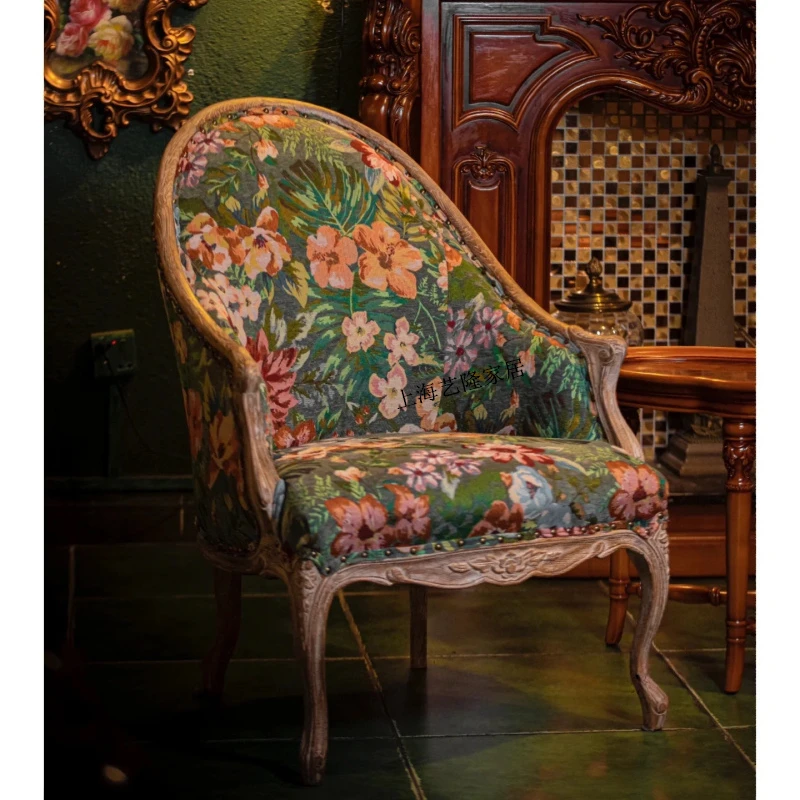 Y American retro solid wood single sofa fabric countryside sofa chair floral cotton linen French light luxury
Y American retro solid wood single sofa fabric countryside sofa chair floral cotton linen French light luxury