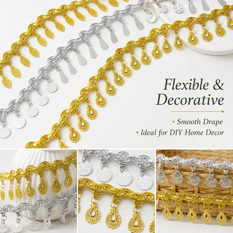 4/9Yards 3-5.5cm Sequin Tassel Fringe Lace Trim Gold Silver Ribbon for Party Dance Dress Curtain Garment Sewing Decoration DIY
4/9Yards 3-5.5cm Sequin Tassel Fringe Lace Trim Gold Silver Ribbon for Party Dance Dress Curtain Garment Sewing Decoration DIY