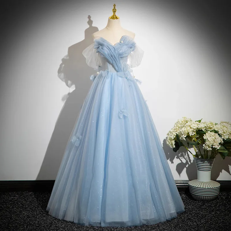Blue Tulle Evening Dresses Women Pearl Appliques A-line Off Shoulder 15age Quinceanera Dress Exquisite Elegant Prom Gown
Blue Tulle Evening Dresses Women Pearl Appliques A-line Off Shoulder 15age Quinceanera Dress Exquisite Elegant Prom Gown