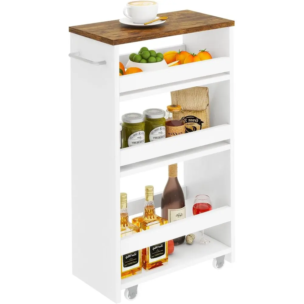 Slim Storage Cart, 4-Tier Skinny Rolling Cart, 7.9" Narrow Utility Trolley with Handle & Lockable Wheels,Thin Shel or Kitchen
Slim Storage Cart, 4-Tier Skinny Rolling Cart, 7.9" Narrow Utility Trolley with Handle & Lockable Wheels,Thin Shel or Kitchen