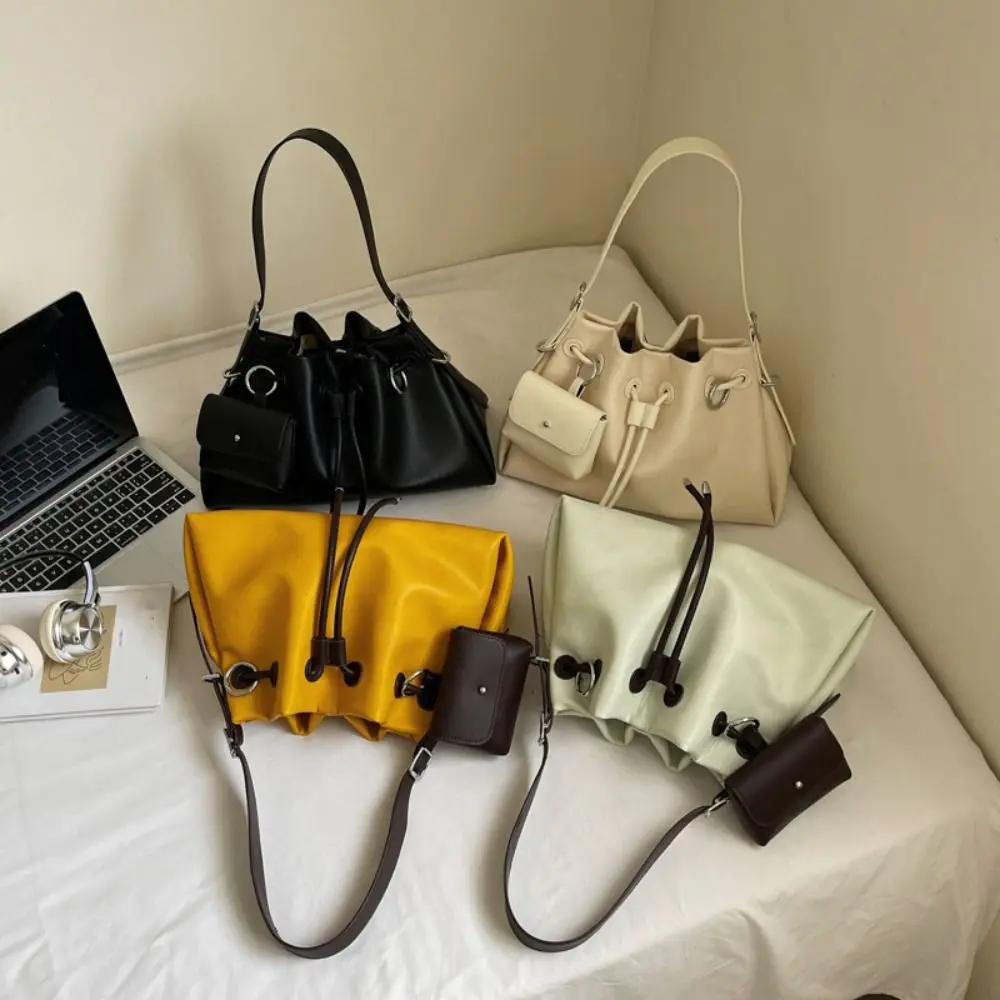 Casual Korean Style Drawstring Bucket Bag Handbag Cylindrical Pu Shoulder Bag Handheld Solid Color Crossbody Bag Women
Casual Korean Style Drawstring Bucket Bag Handbag Cylindrical Pu Shoulder Bag Handheld Solid Color Crossbody Bag Women