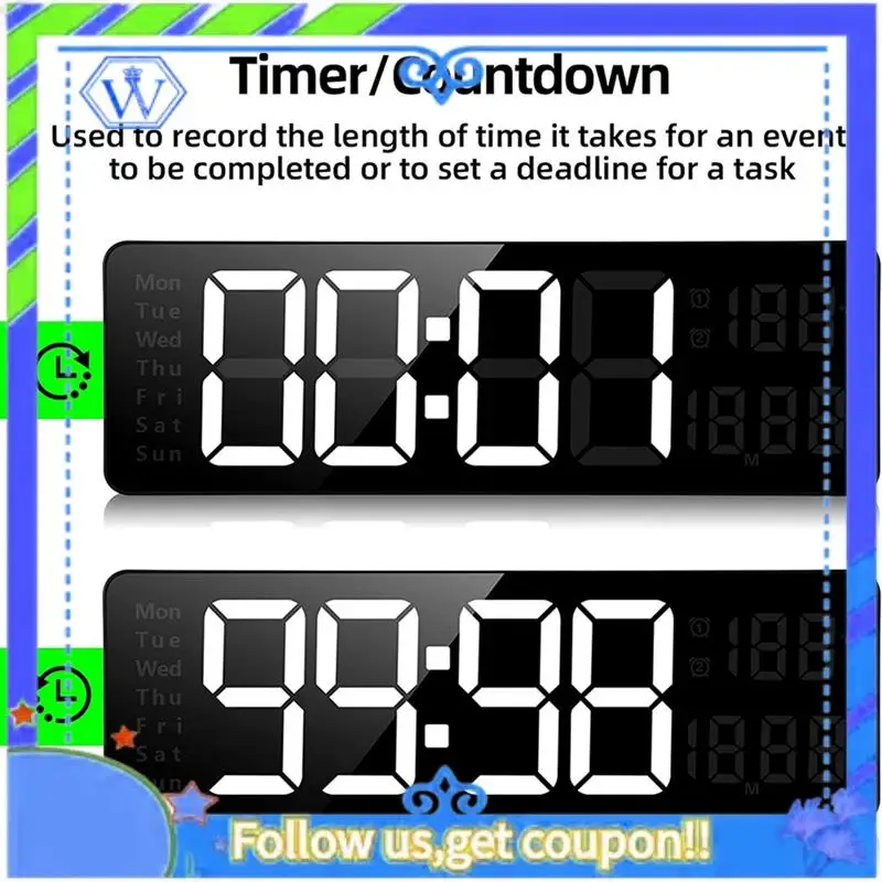 Easy To Use 13Inch Large Display LED Digital Wall Clock Remote Control Table Alarm Clock Date Week Timer Automatic Dimmer Clock
Easy To Use 13Inch Large Display LED Digital Wall Clock Remote Control Table Alarm Clock Date Week Timer Automatic Dimmer Clock