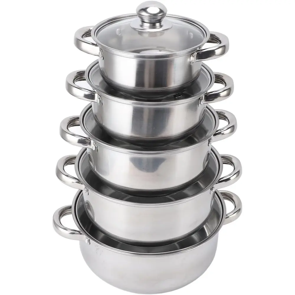 5-Piece Stainless Steel Pots Set with Glass Lids, Stockpot and Soup Pot, Suitable for Dishwasher
5-Piece Stainless Steel Pots Set with Glass Lids, Stockpot and Soup Pot, Suitable for Dishwasher