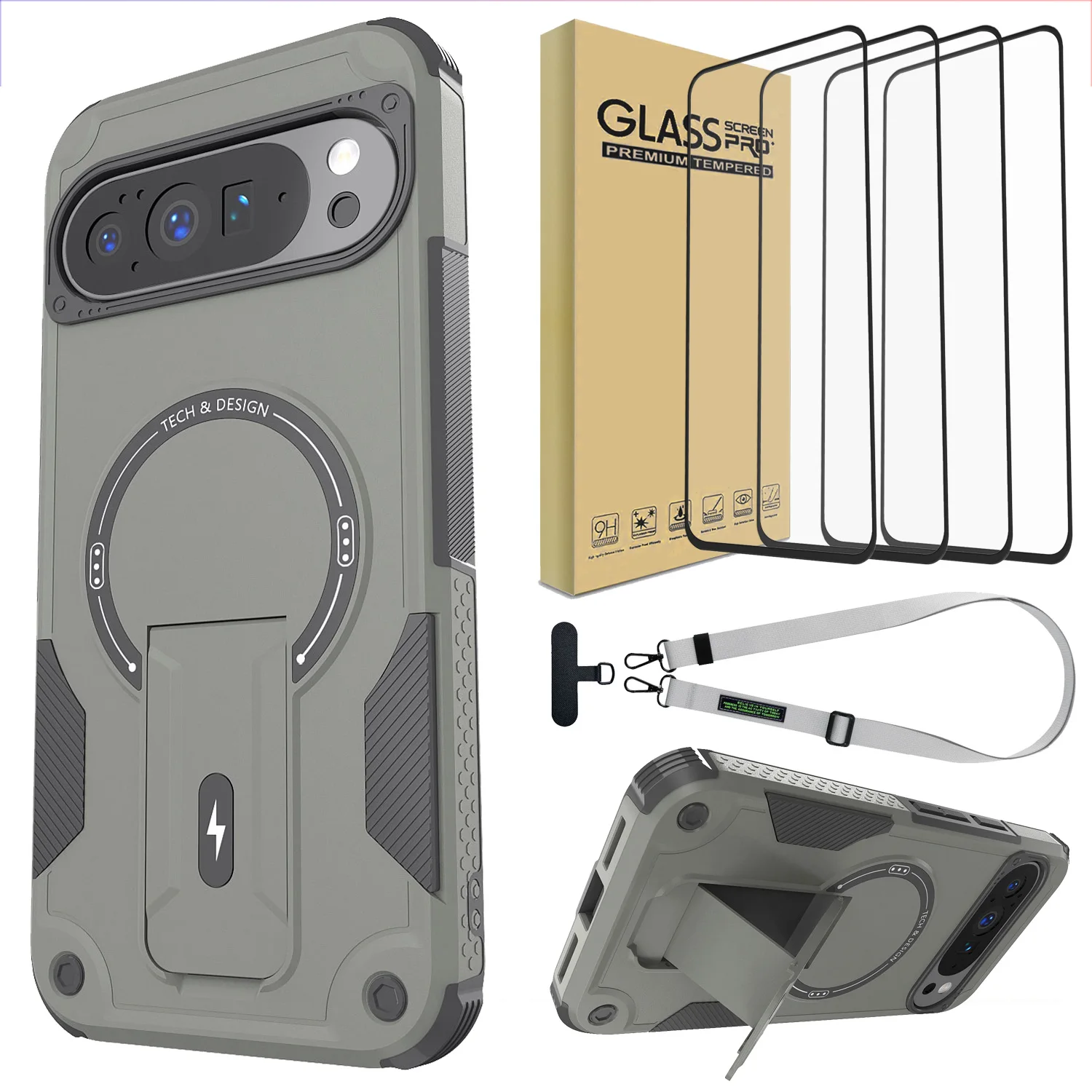 Серый чехол для Google Pixel 10/10 Pro/10 Pro XL с гибридной подставкой, магнитный чехол с ремешком и 4 шт., прозрачная защитная пленка для экрана
Серый чехол для Google Pixel 10/10 Pro/10 Pro XL с гибридной подставкой, магнитный чехол с ремешком и 4 шт., прозрачная защитная пленка для экрана