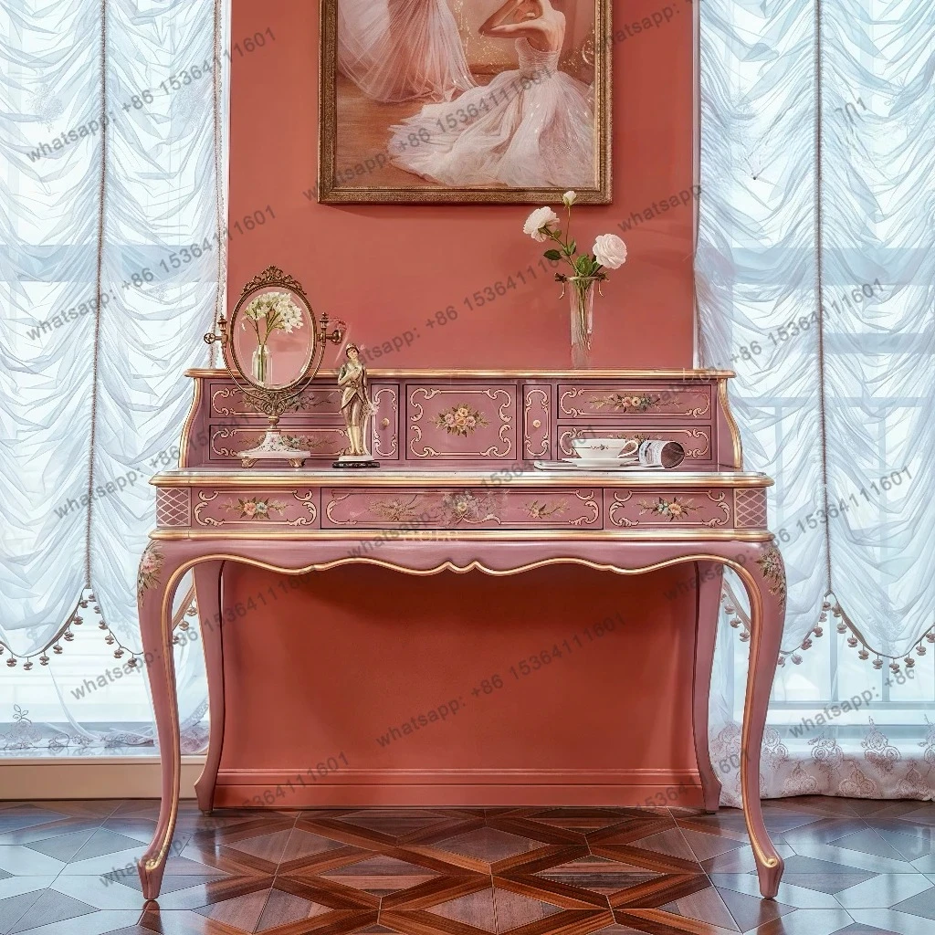 French court style luxury rose pink dresser desk American painted dressing table high-end dressing table
French court style luxury rose pink dresser desk American painted dressing table high-end dressing table