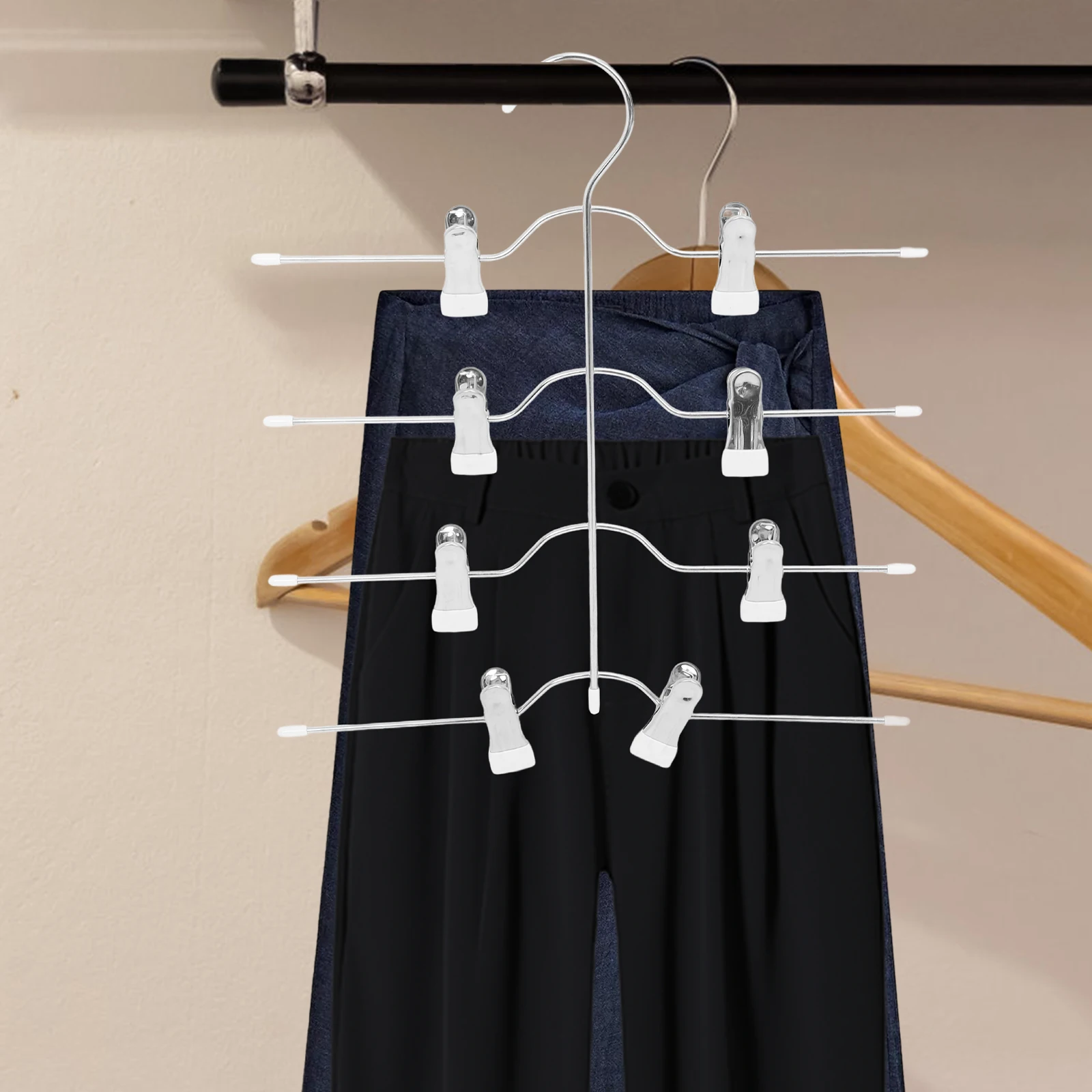 4pcs Pants With Clips 4-Tier Skirt Hangers Multi-Function Clothes Hangers Sturdy Space Saving Anti-Slip Coat Hanger Closet
4pcs Pants With Clips 4-Tier Skirt Hangers Multi-Function Clothes Hangers Sturdy Space Saving Anti-Slip Coat Hanger Closet