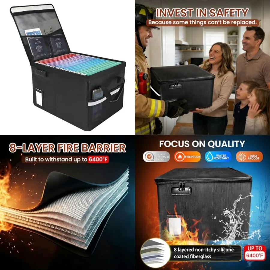 Upgraded 6400°F Fireproof Document File Organizer Box, Fireproof Storage Filing Cabinet with Lock, Portable Office Safe Box for
Upgraded 6400°F Fireproof Document File Organizer Box, Fireproof Storage Filing Cabinet with Lock, Portable Office Safe Box for