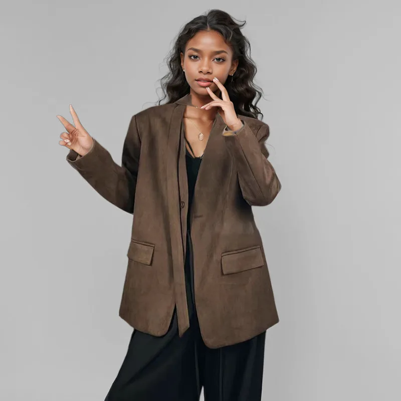 WTHT Fashion New Women's Bandage Design Suede Fabric Blazer 2025 Spring Trendy V-neck Long Sleeves Jacket Female 1LS1079
WTHT Fashion New Women's Bandage Design Suede Fabric Blazer 2025 Spring Trendy V-neck Long Sleeves Jacket Female 1LS1079