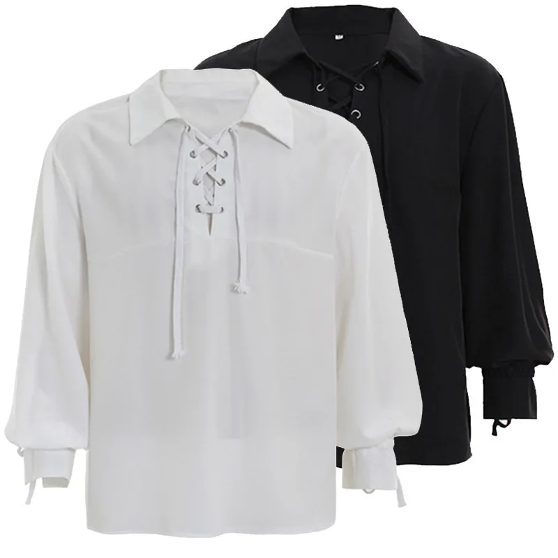 Men Lace Up Lapel Retro Shirt Lantern Sleeve Stage Costume Loose Blouse Top Vintage Shirt For Theater Performance
Men Lace Up Lapel Retro Shirt Lantern Sleeve Stage Costume Loose Blouse Top Vintage Shirt For Theater Performance