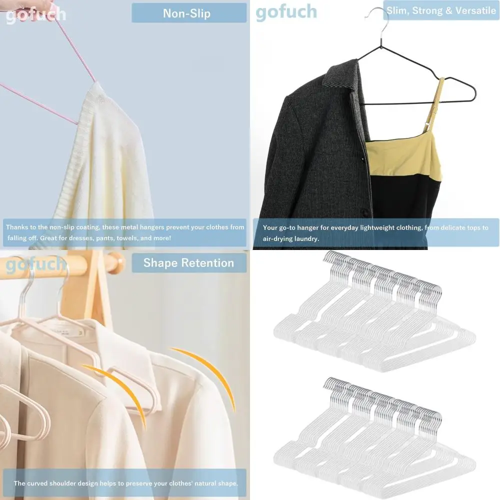 Упаковка из 100 тонких нескользящих вешалок с ПВХ-покрытием, ширина 16 для одежды, компактные для шкафов (белые)
Упаковка из 100 тонких нескользящих вешалок с ПВХ-покрытием, ширина 16 для одежды, компактные для шкафов (белые)