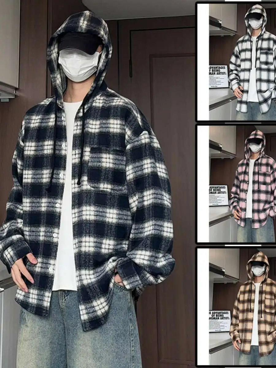 Повседневная клетчатая куртка с капюшоном, мужская и женская ленивая весенняя хлопковая смесь, тонкая верхняя одежда в корейском стиле
Повседневная клетчатая куртка с капюшоном, мужская и женская ленивая весенняя хлопковая смесь, тонкая верхняя одежда в корейском стиле