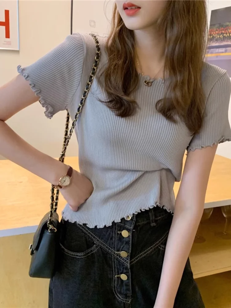 Summer 2026 New Style Grey Ice Silk Short Sleeve Knitted Top Women's Slim Fit High Waist Short Length T-Shirt Cute Japanese S...
Summer 2026 New Style Grey Ice Silk Short Sleeve Knitted Top Women's Slim Fit High Waist Short Length T-Shirt Cute Japanese S...