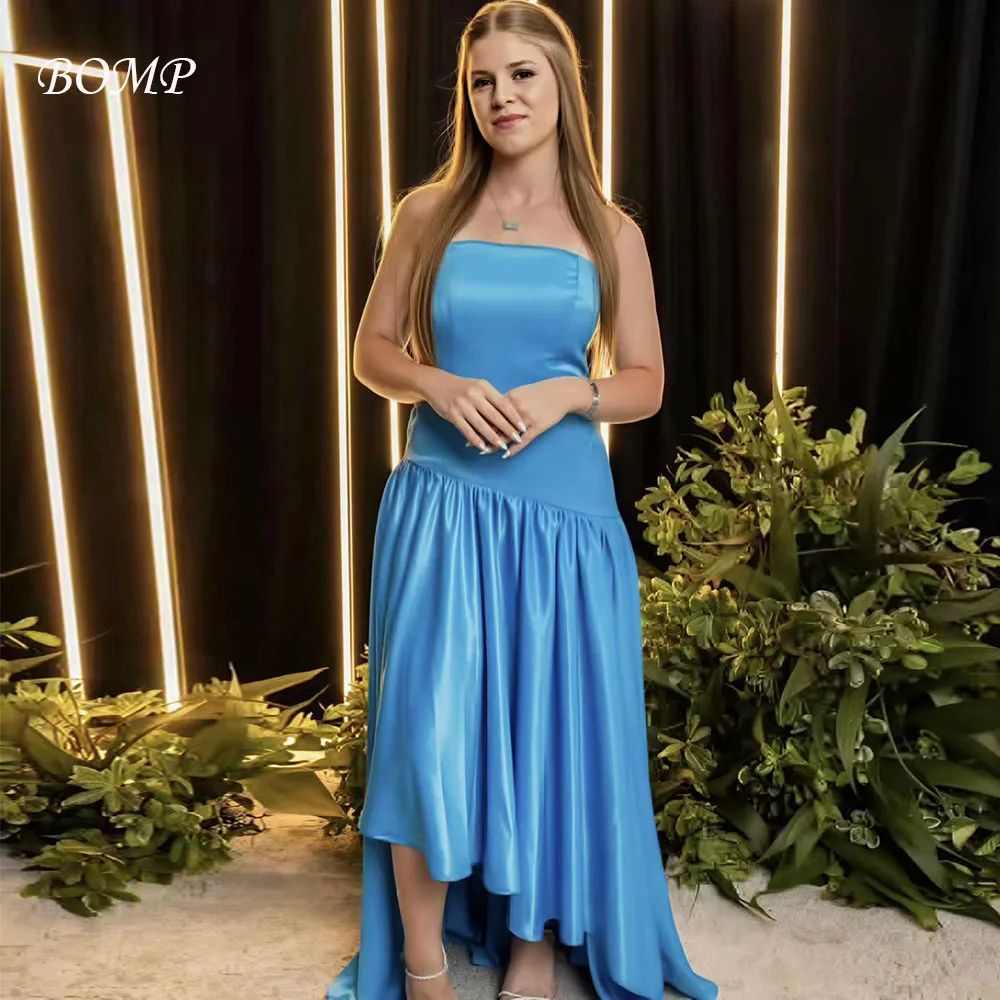 BOMP Elegant Blue Evening Dress Strapless Draped A-Line Sweep Train Taffeta Special Occasion Birthday Party Gown Customized
BOMP Elegant Blue Evening Dress Strapless Draped A-Line Sweep Train Taffeta Special Occasion Birthday Party Gown Customized