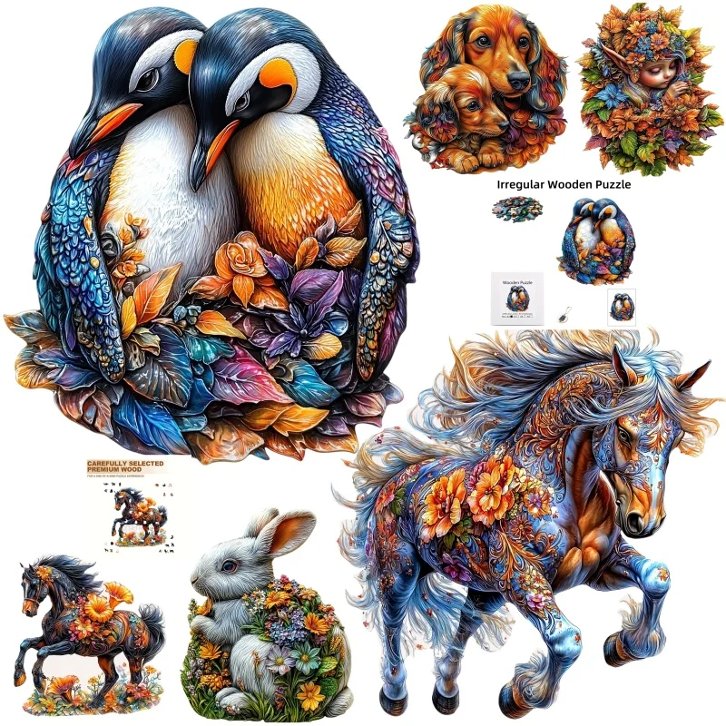 Unique Horse Penguin Rabbit Animal Pattern Wwooden Puzzle Irregular Animal Shape Halloween Christmas Birthday Gift
Unique Horse Penguin Rabbit Animal Pattern Wwooden Puzzle Irregular Animal Shape Halloween Christmas Birthday Gift