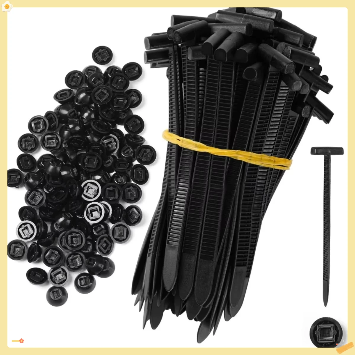 60-Piece Black Nylon Cable Tie Set, Double-Sided Buckle UV Resistant Fasteners for Car Repair & Home Organization
60-Piece Black Nylon Cable Tie Set, Double-Sided Buckle UV Resistant Fasteners for Car Repair & Home Organization