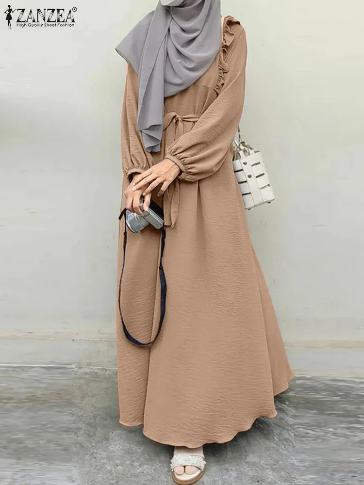 Fashion A Line Maxi Dresses Muslim Abaya O Neck Long Sleeve Party Vestidos 2023 ZANZEA Elegant Ruffles Long Dress Female Robe
Fashion A Line Maxi Dresses Muslim Abaya O Neck Long Sleeve Party Vestidos 2023 ZANZEA Elegant Ruffles Long Dress Female Robe