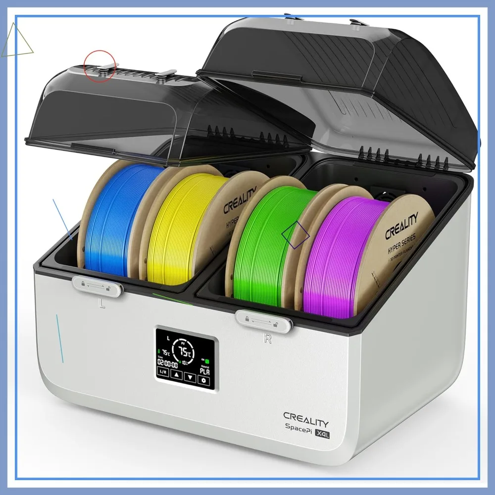 4-Spool Filament Dryer, Dual Independent Heating Chambers, 75°C High Temp, Smart Dehydrator for PLA/PETG/TPU/ABS
4-Spool Filament Dryer, Dual Independent Heating Chambers, 75°C High Temp, Smart Dehydrator for PLA/PETG/TPU/ABS