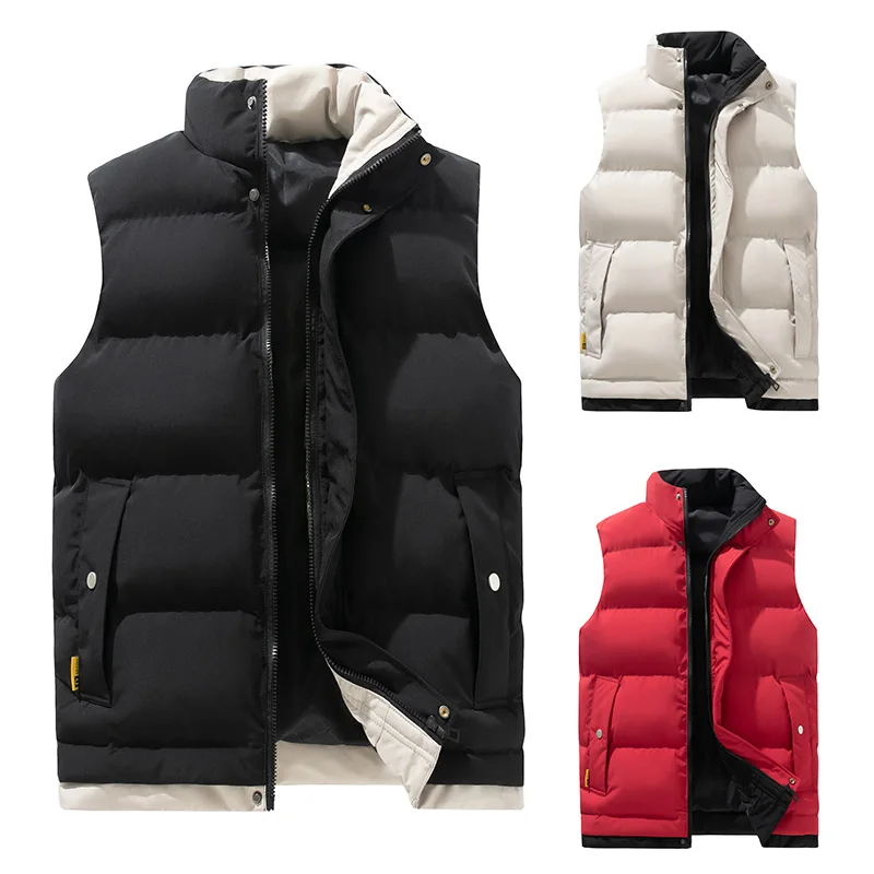Brand Down Cotton Vest Mens Sleeveless Jacket Full Zipper Down Vest Male Solid Color Warm Vests Mens Stand-up Collar Waistcoat
Brand Down Cotton Vest Mens Sleeveless Jacket Full Zipper Down Vest Male Solid Color Warm Vests Mens Stand-up Collar Waistcoat