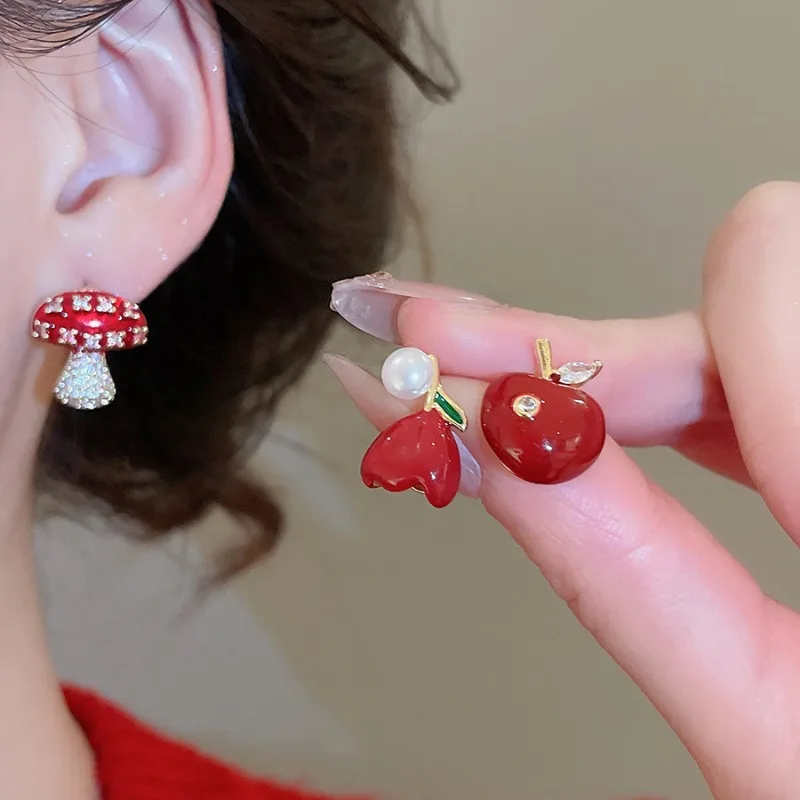 Minar Creative 3 Designs Red Enamel CZ Zircon Faux Pearl Mushroom Apple Tulip Drop Earrings for Women Real Gold Plated Copper
Minar Creative 3 Designs Red Enamel CZ Zircon Faux Pearl Mushroom Apple Tulip Drop Earrings for Women Real Gold Plated Copper