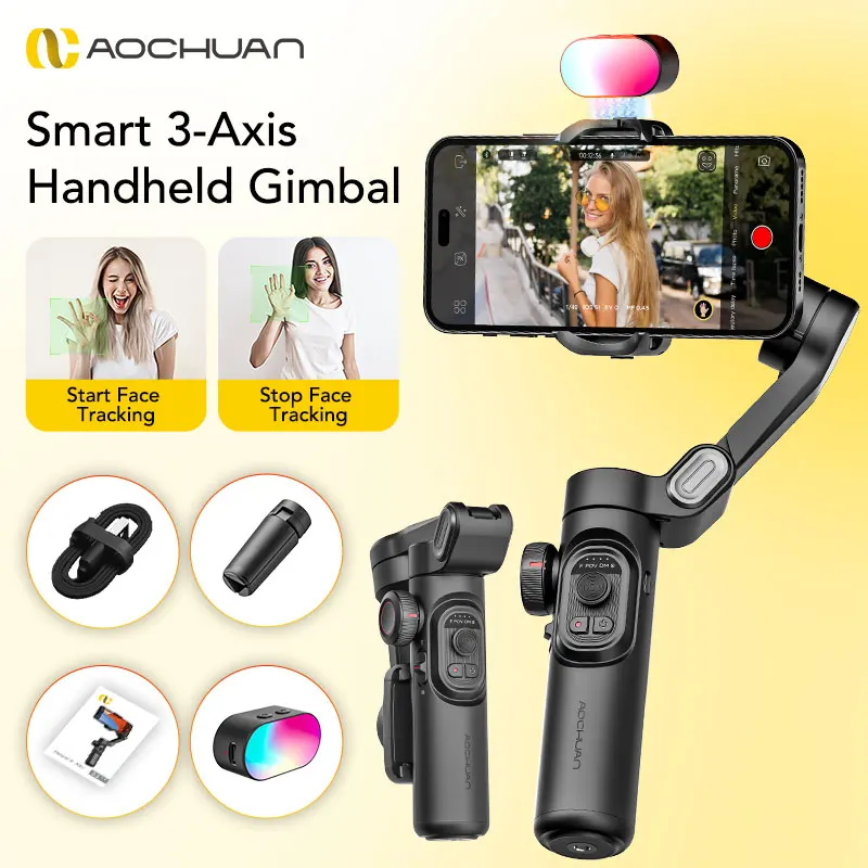 AOCHUAN Smart XE Kit Gimbal Stabilizer for Smartphone iPhone Video Recording Magnetic Fill Light 3-Axis Foldable Android Gimble
AOCHUAN Smart XE Kit Gimbal Stabilizer for Smartphone iPhone Video Recording Magnetic Fill Light 3-Axis Foldable Android Gimble