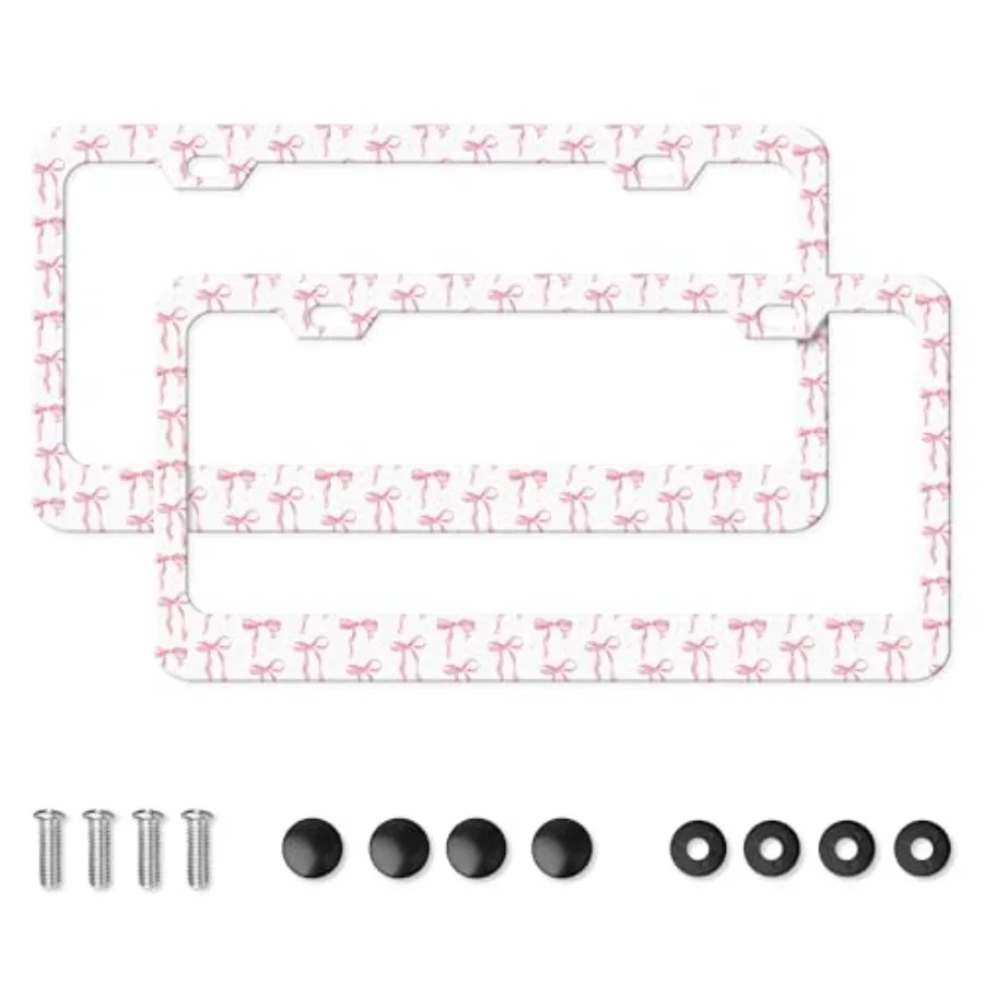 Pink Bow License Plate Frame 2 Pcs Cute License Plate Holder Cover Funny Rustproof Aluminum Metal Car Accessories with 2 Holes
Pink Bow License Plate Frame 2 Pcs Cute License Plate Holder Cover Funny Rustproof Aluminum Metal Car Accessories with 2 Holes
