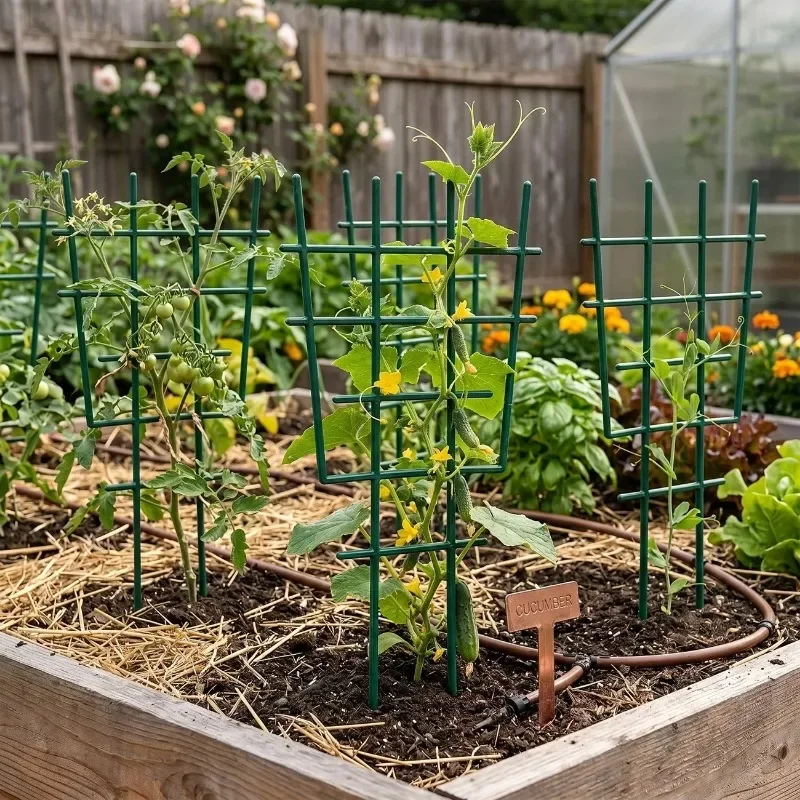 Eco-Friendly T-Shape Plant Support Green Trellis Mesh Rack Vertical Gardening Stakes for Flowers Tomatoes Beans Peas
Eco-Friendly T-Shape Plant Support Green Trellis Mesh Rack Vertical Gardening Stakes for Flowers Tomatoes Beans Peas