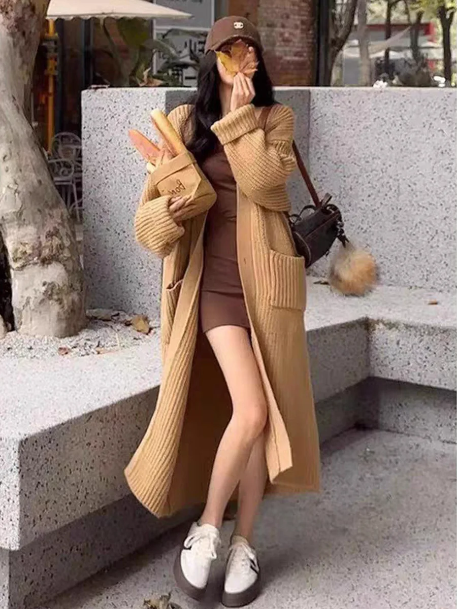Jastie 2023 New Autumn And Winter Sweater Loose Long Knee-length Knitted Cardigan Women's Casual Large Pocket Sweater Jacket Top
Jastie 2023 New Autumn And Winter Sweater Loose Long Knee-length Knitted Cardigan Women's Casual Large Pocket Sweater Jacket Top