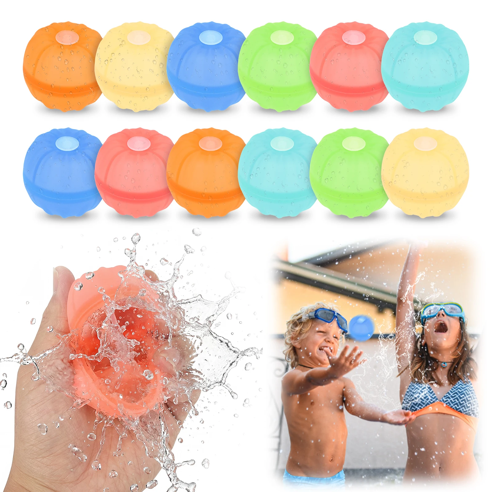 12Pcs Reusable Water Balloons Toy Self Sealing Water Bomb Water Splash Balls for Summer Games Children's Adults Outdoor Toy Gift
12Pcs Reusable Water Balloons Toy Self Sealing Water Bomb Water Splash Balls for Summer Games Children's Adults Outdoor Toy Gift
