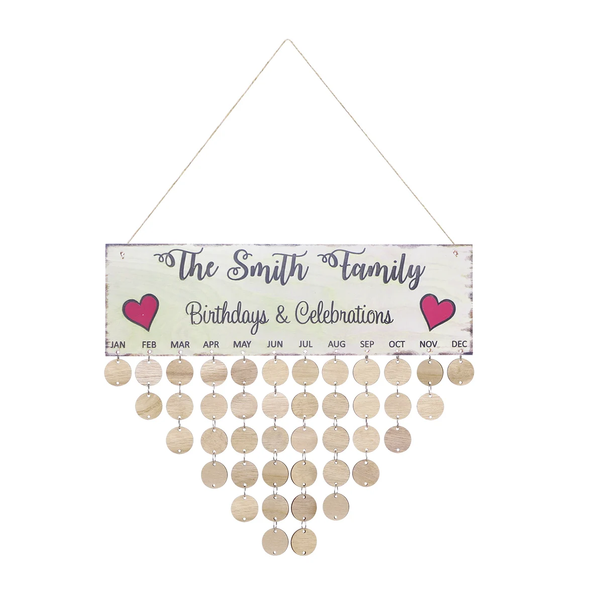 FAMILY Birthday Reminder Wooden DIY Calendar Hanging Plaque Board Home Decor (Colorful, 1 Plaque, 1 Rope, 50 Round Discs)
FAMILY Birthday Reminder Wooden DIY Calendar Hanging Plaque Board Home Decor (Colorful, 1 Plaque, 1 Rope, 50 Round Discs)