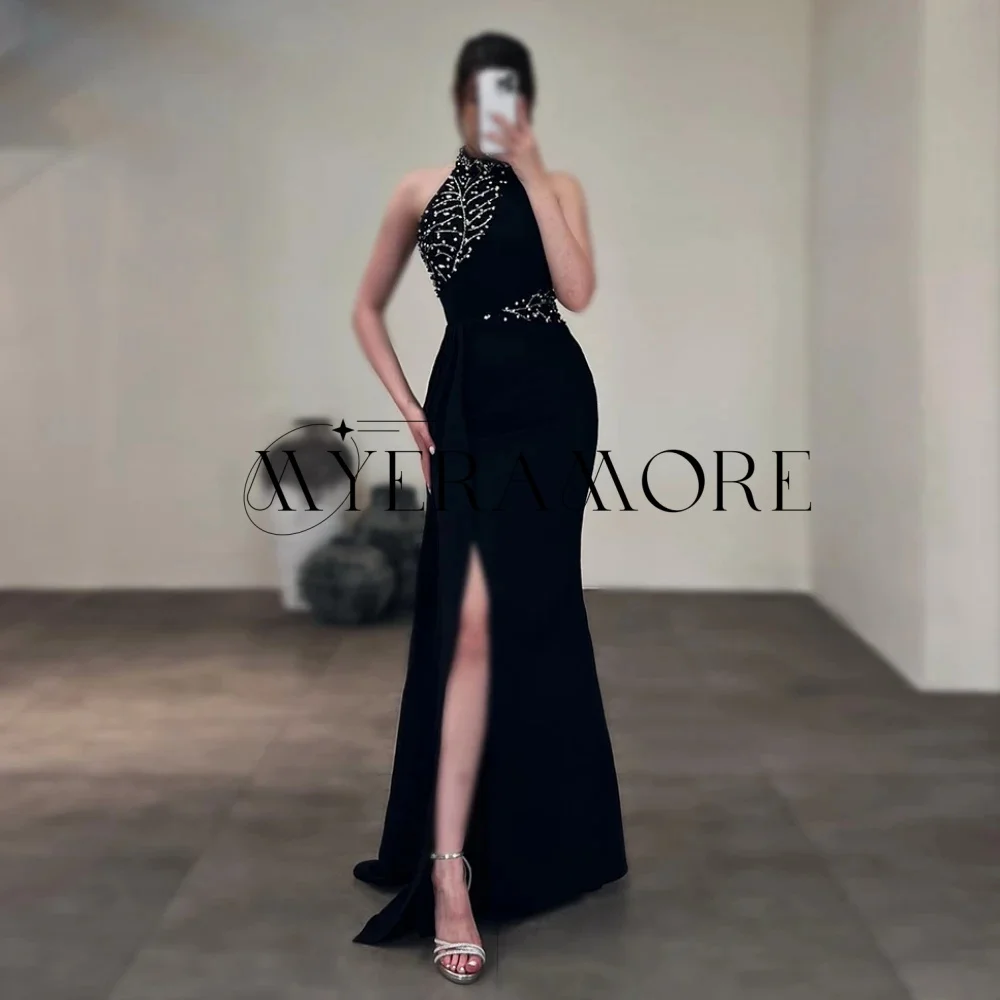 Elegant Halter High Neck Evening Dresses Mermaid Beaded Side Slit Pleat Prom Dresses Customized robes de soirée
Elegant Halter High Neck Evening Dresses Mermaid Beaded Side Slit Pleat Prom Dresses Customized robes de soirée