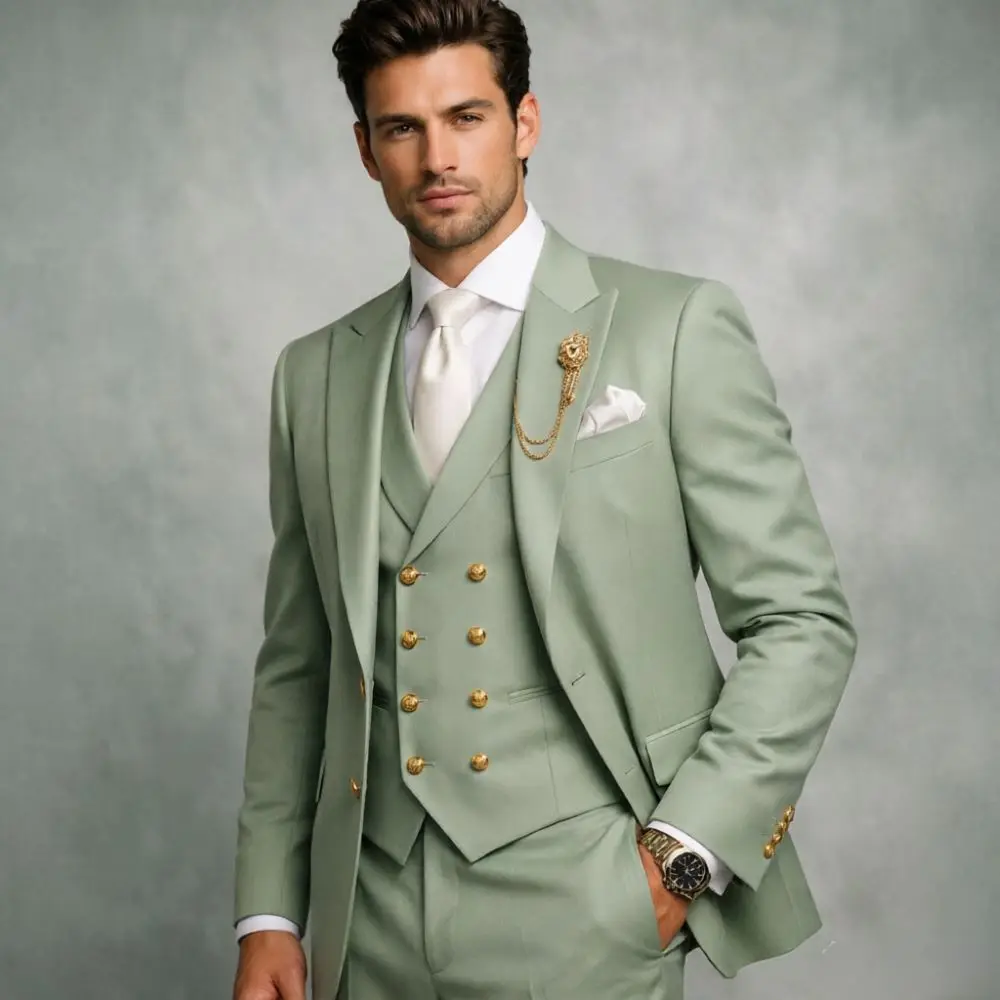 Mens White 3 Pieces Slim Fit Wedding Tuxedo Gold Buttons Peak Lapel Vest Formal Blazer Pants Groom Prom Office Evening Wear
Mens White 3 Pieces Slim Fit Wedding Tuxedo Gold Buttons Peak Lapel Vest Formal Blazer Pants Groom Prom Office Evening Wear