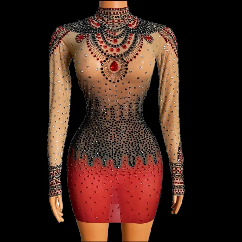 Multi-color Rhinestone Transparent Dress Bar Long Sleeves Women Dance Dress Birthday Bodycon Dress Stage Wear
Multi-color Rhinestone Transparent Dress Bar Long Sleeves Women Dance Dress Birthday Bodycon Dress Stage Wear
