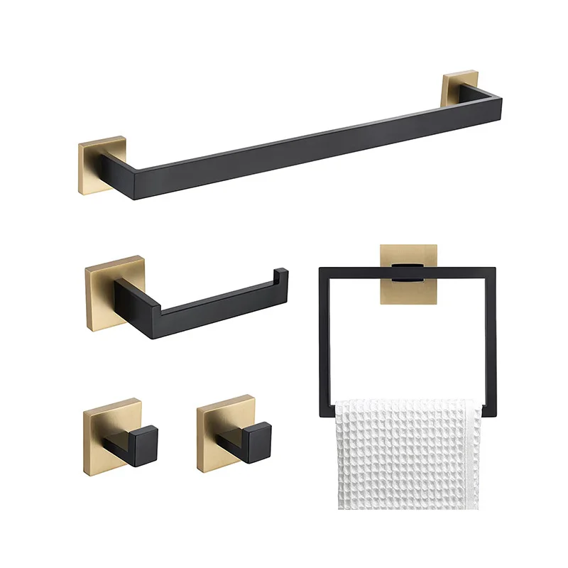 Black Gold Bathroom Shelf Organizer Set Wall Mount Stainless Steel Towel rack Toilet Paper Holder Hook Bathroom Accessories Set
Black Gold Bathroom Shelf Organizer Set Wall Mount Stainless Steel Towel rack Toilet Paper Holder Hook Bathroom Accessories Set