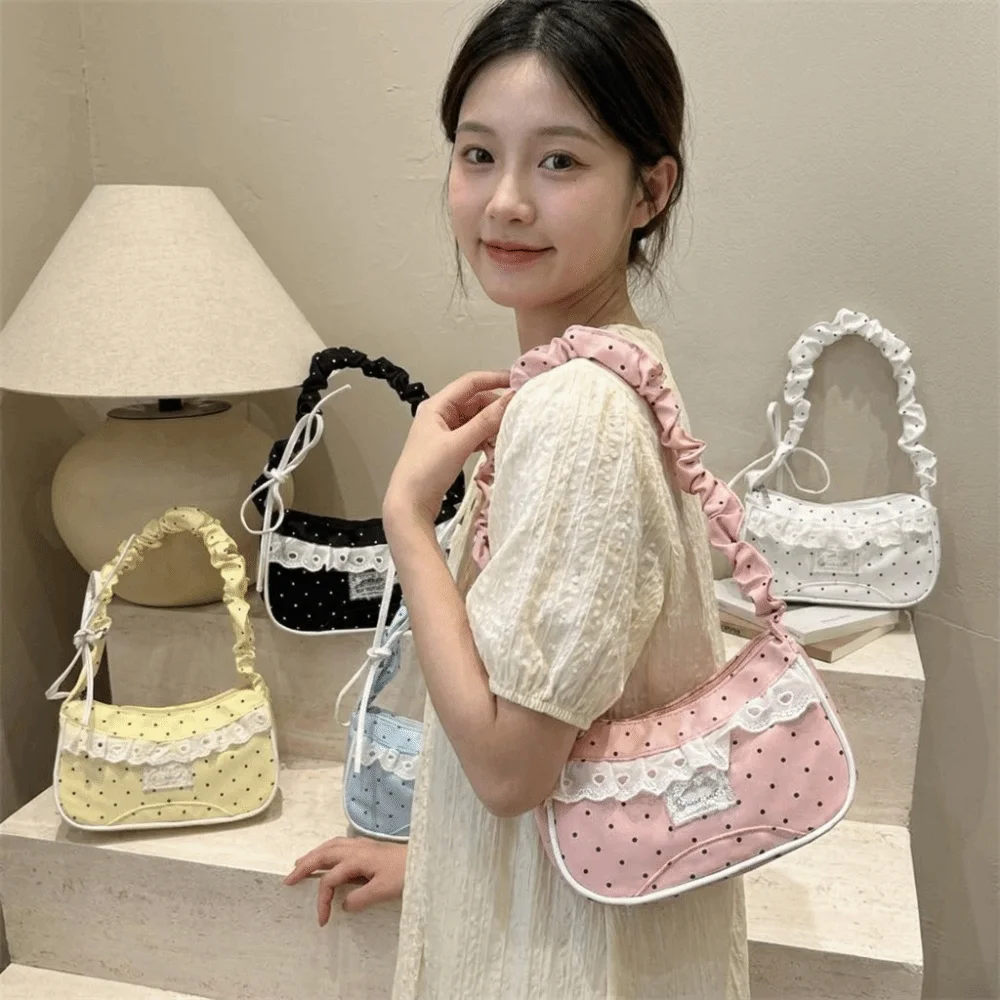 Lace Polka Dot Shoulder Bag Drawstring Stretchable Strap Pleated Underarm Bag Multi-Color Ultralight French Stick Handbag Office
Lace Polka Dot Shoulder Bag Drawstring Stretchable Strap Pleated Underarm Bag Multi-Color Ultralight French Stick Handbag Office