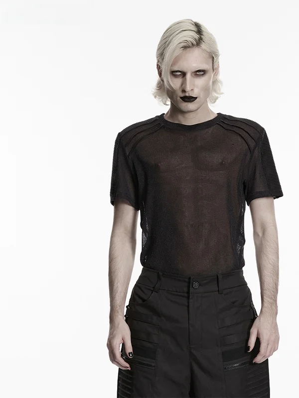 PUNKRAVE Punk Style Mesh Splice Short Sleeve T-Shirt Men's Summer New Dark Style Personality Trending Top Polyester Spandex
PUNKRAVE Punk Style Mesh Splice Short Sleeve T-Shirt Men's Summer New Dark Style Personality Trending Top Polyester Spandex