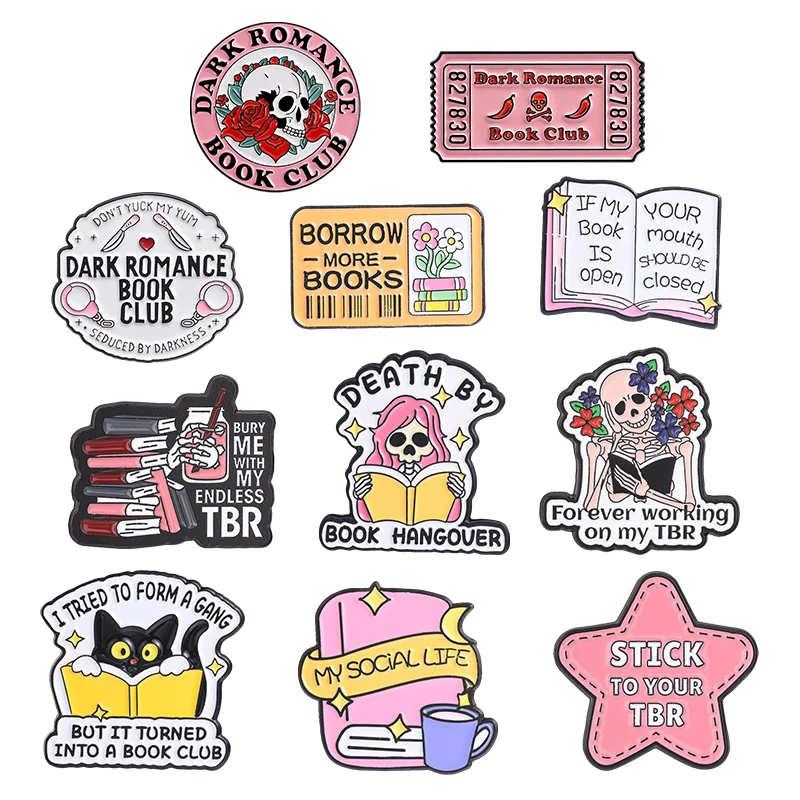 Dark Romance Book Club Brooch Enamel Pins Punk Skeleton Admission Ticket Brooches Backpack Lapel Badge Jewelry Gift for Friends
Dark Romance Book Club Brooch Enamel Pins Punk Skeleton Admission Ticket Brooches Backpack Lapel Badge Jewelry Gift for Friends