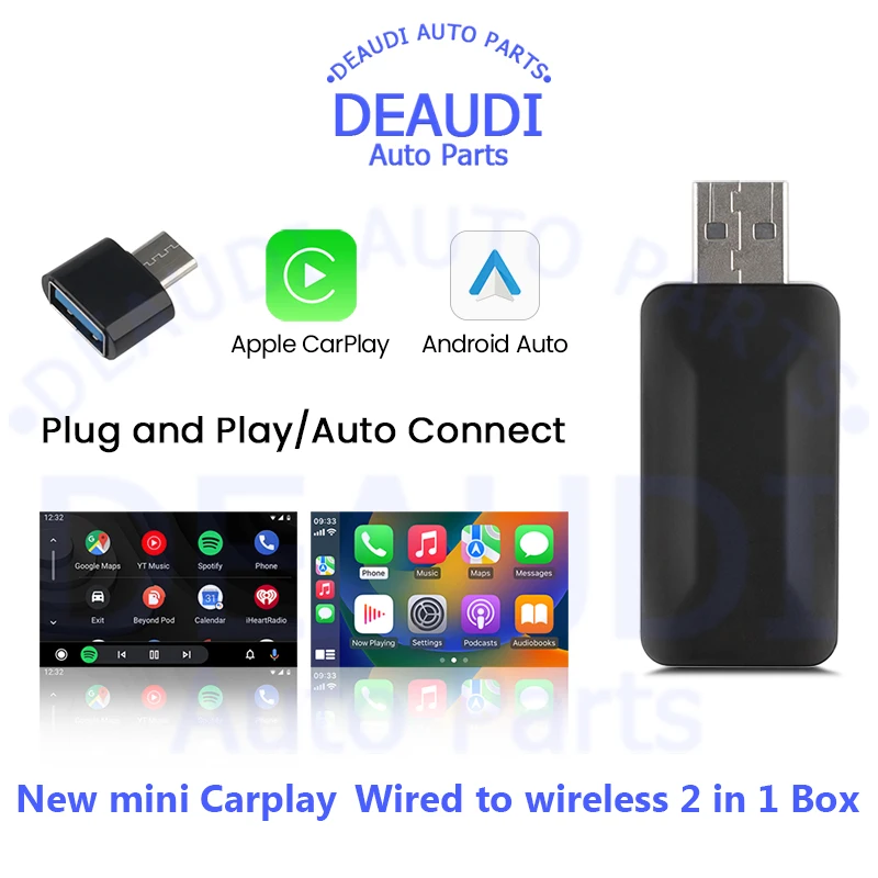 MINI Wireless CarPlay Android Auto 2 in 1 Adapter USB Stick for Hyundai VW Mazda Toyota Kia Ford Chery Car Radio
MINI Wireless CarPlay Android Auto 2 in 1 Adapter USB Stick for Hyundai VW Mazda Toyota Kia Ford Chery Car Radio