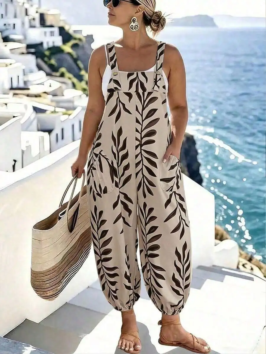 Womens Boho Leaf Print Pocket Jumpsuit Loose Sleeveless Capri Romper Casual Summer Outfit
Womens Boho Leaf Print Pocket Jumpsuit Loose Sleeveless Capri Romper Casual Summer Outfit