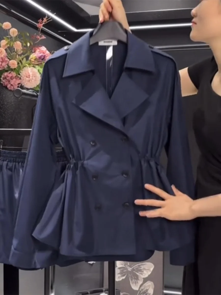 Spring 2025 plus Size Women's irt Ele Long Sve Suit Collar Waist Cinched Blue Slimming Versatile Trendy Korean Sle
Spring 2025 plus Size Women's irt Ele Long Sve Suit Collar Waist Cinched Blue Slimming Versatile Trendy Korean Sle