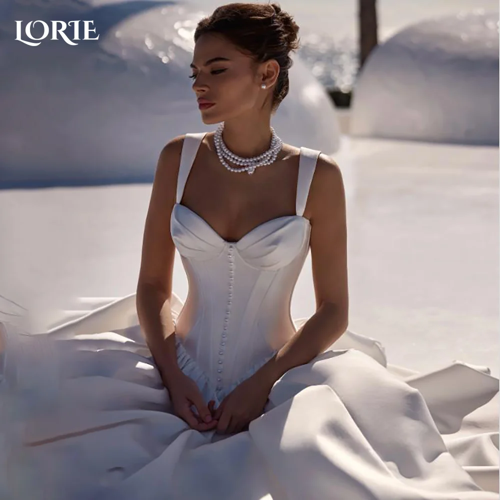 LORIE V Corset Wedding Dresses Ruched A-Line Square Neck Button Evening Dress Elegant Ivory Train Backless Party Gown Customized
LORIE V Corset Wedding Dresses Ruched A-Line Square Neck Button Evening Dress Elegant Ivory Train Backless Party Gown Customized