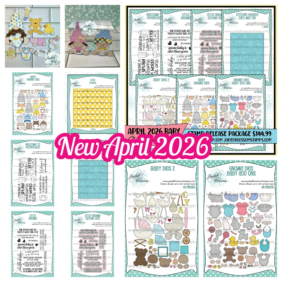 April 2026 New Dies Stamps for DIY Handmade Scrapbooking Card Diary Jaded Blossom Gnome Dies: Baby Add Ons Welcome to Parenthood
April 2026 New Dies Stamps for DIY Handmade Scrapbooking Card Diary Jaded Blossom Gnome Dies: Baby Add Ons Welcome to Parenthood
