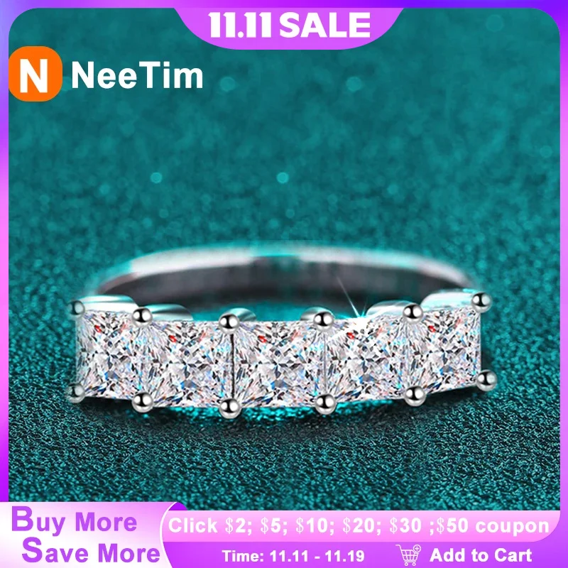 NeeTim Full D Color Princess Cut Moissanite Diamond Rings for Women S925 Sterling Silver Wedding Engagement Party Band Ring
NeeTim Full D Color Princess Cut Moissanite Diamond Rings for Women S925 Sterling Silver Wedding Engagement Party Band Ring