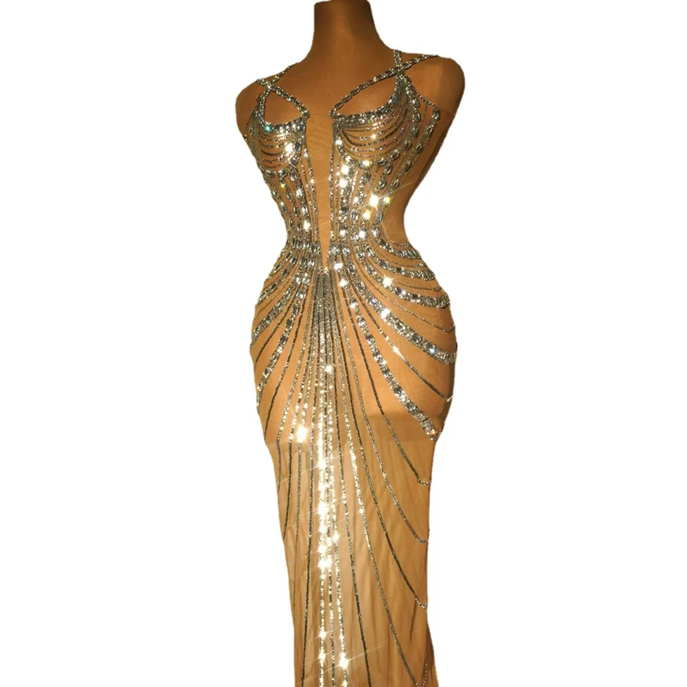 Sparkly Rhinestones Sequins Long Dress for Women Sexy See Through Evening Party Birthday Dress Photo Shoot Performance Costume
Sparkly Rhinestones Sequins Long Dress for Women Sexy See Through Evening Party Birthday Dress Photo Shoot Performance Costume