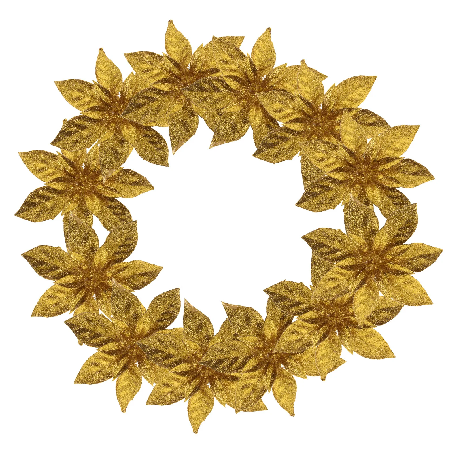 12Pcs Glitter Poinsettia Artificial Flowers - Luxury Gold Christmas Tree Ornaments for Wreaths Garlands - Xmas Home Wedding
12Pcs Glitter Poinsettia Artificial Flowers - Luxury Gold Christmas Tree Ornaments for Wreaths Garlands - Xmas Home Wedding