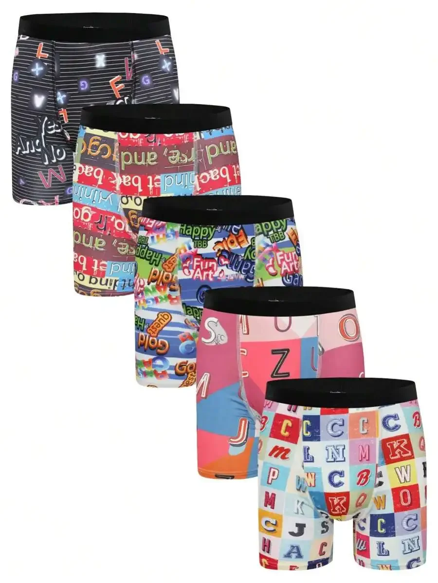 5 Pcs Mens Letter Print Boxer Shorts
5 Pcs Mens Letter Print Boxer Shorts