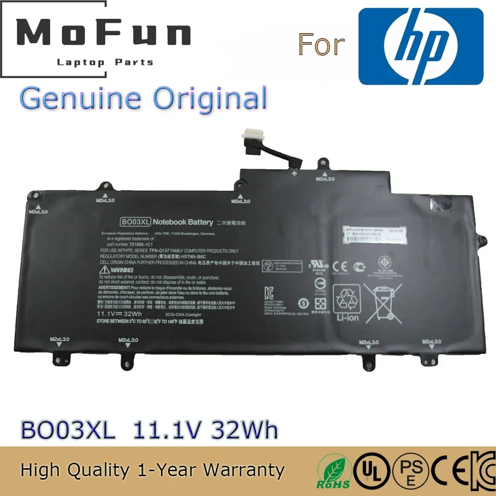 Brand New Original BO03XL 11.1V 32Wh Laptop Battery for HP Chromebook 14-X030NR 14-P010NR 14-X010 751895-1C1 etc.
Brand New Original BO03XL 11.1V 32Wh Laptop Battery for HP Chromebook 14-X030NR 14-P010NR 14-X010 751895-1C1 etc.
